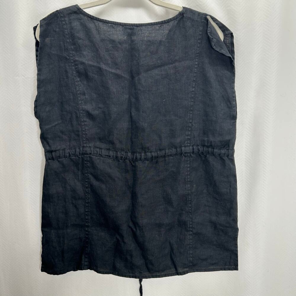 Talbots black linen blouse sleeveless 10 casual beach gothic - Picture 5 of 5